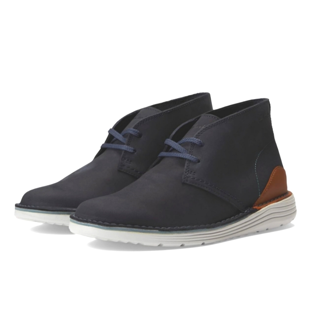 NEW Mens Clarks Originals Brahnz Boot Shoe Navy Blue Brown 12 M Leather